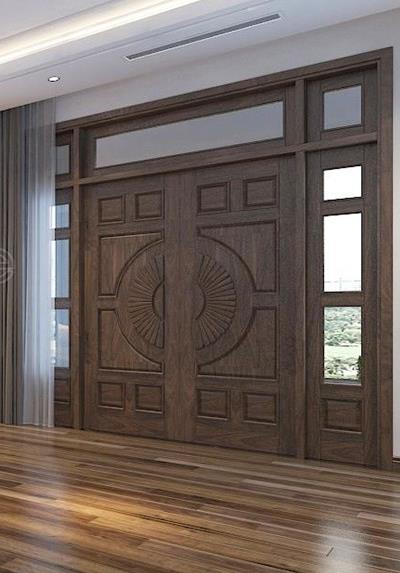  Cửa gỗ óc chó 2 cánh đẹp tại biệt thự An Hưng Hà Đông, Hà Nội